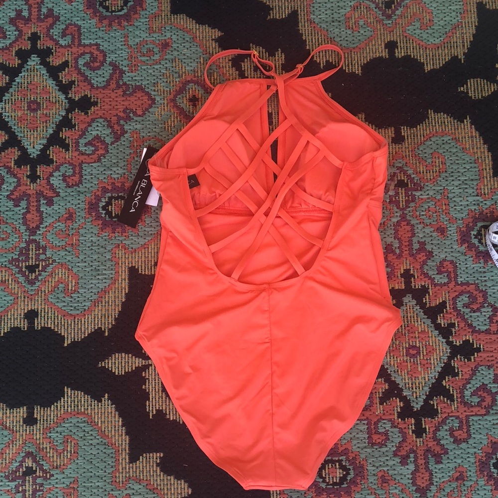 La Blanca island Goddess Hi Neck Coral Swimsuit